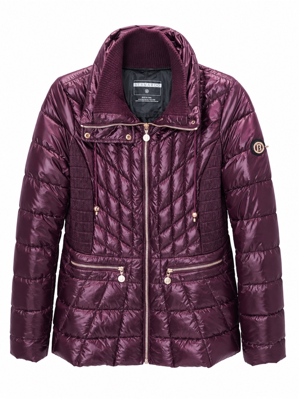 Bernardo Women’s Plum Down & PrimaLoft Quilted Puffer Coat Jacket Size M
